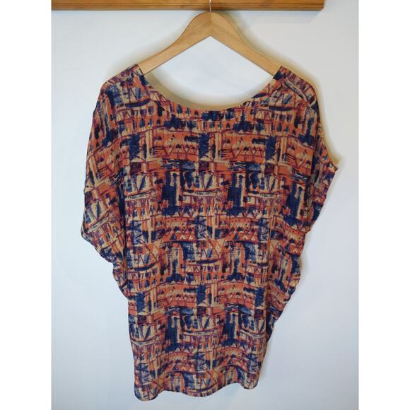 Joie Southwestern Print Silk Top Tribal Pattern Relaxed Fit Size S Boho - Picture 2 of 8
